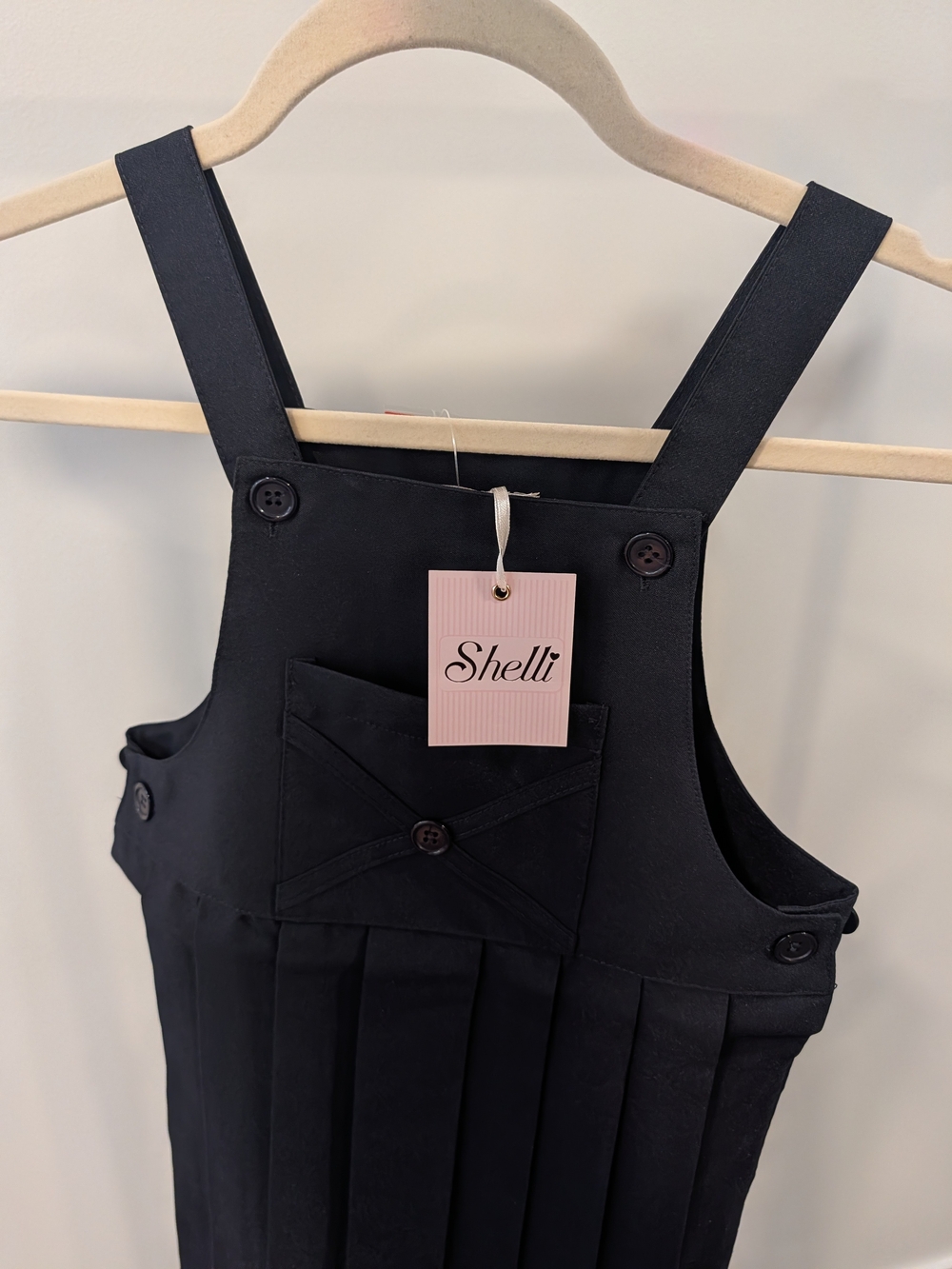 Shelli Girls' Navy Pleated Pinafore School Uniform Dress